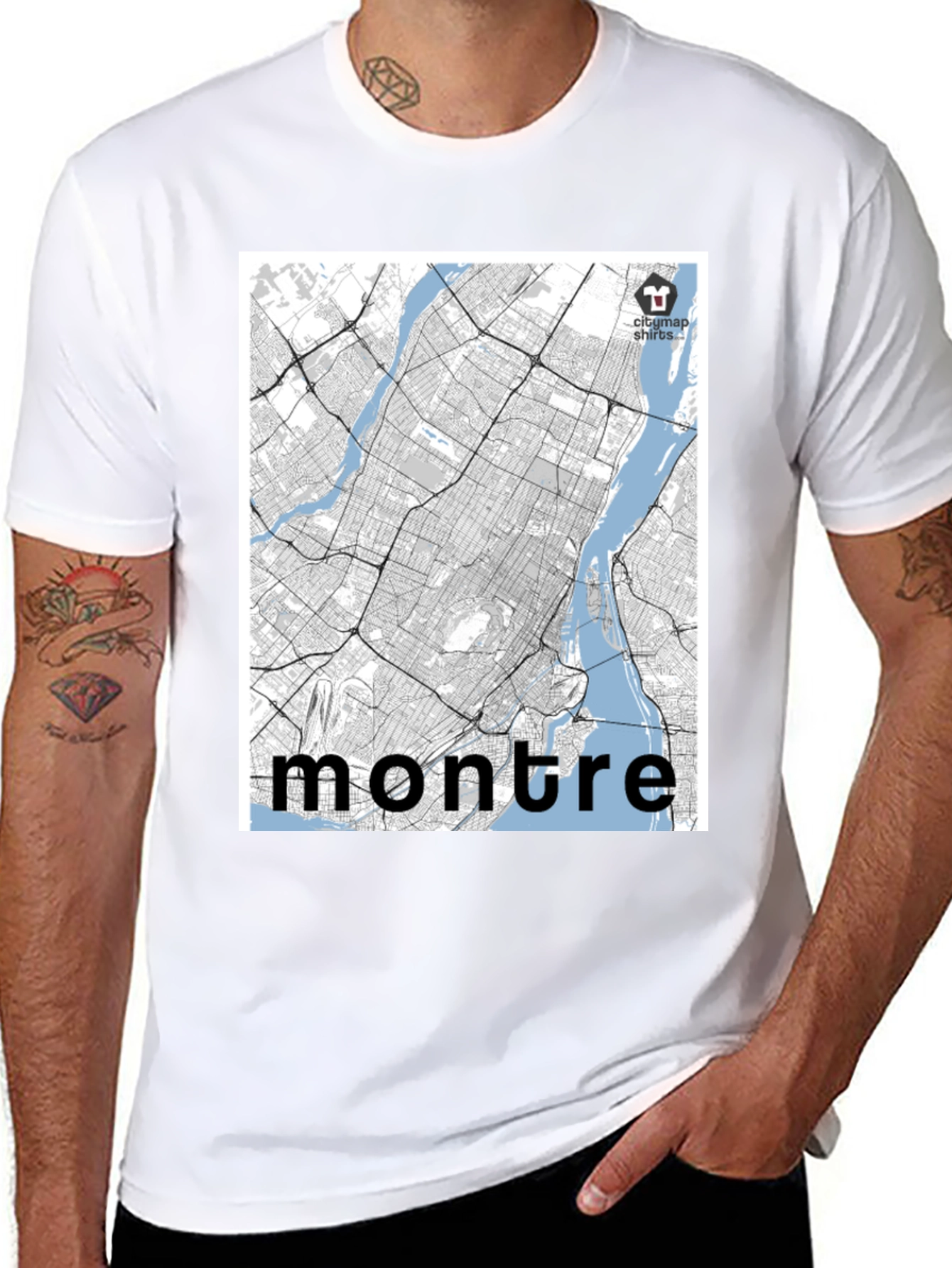 Black Montreal City Map T-Shirt - Black view 8