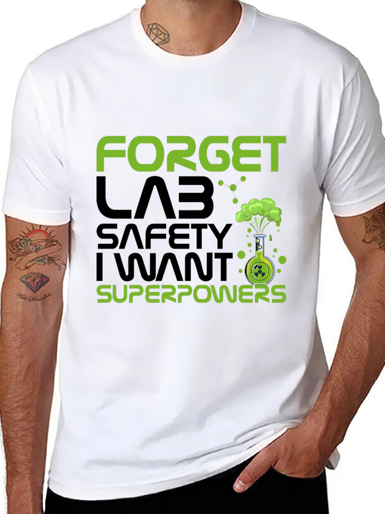 Black Forget Lab Safety I Want Superpowers T-Shirt view 8