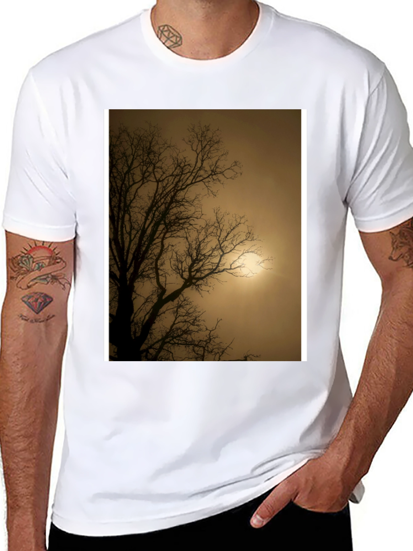 Black Eerie Tree Graphic Tee - Stylish Black Shirt view 8