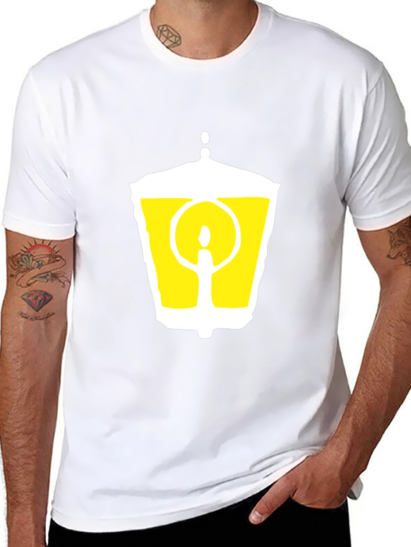 Black Black T-Shirt with Graphic Lantern Design view 8
