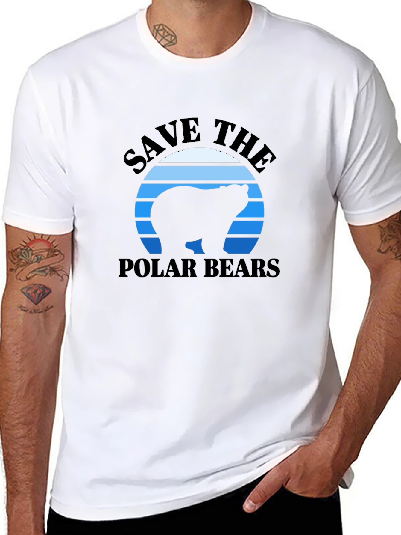 Black Save The Polar Bears Graphic Tee view 8