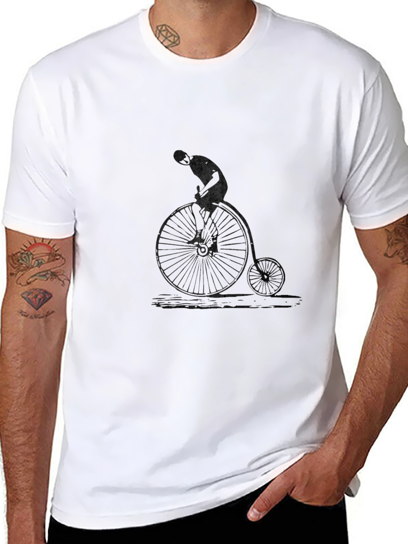 Black Vintage Bicycle Graphic Black T-Shirt view 8