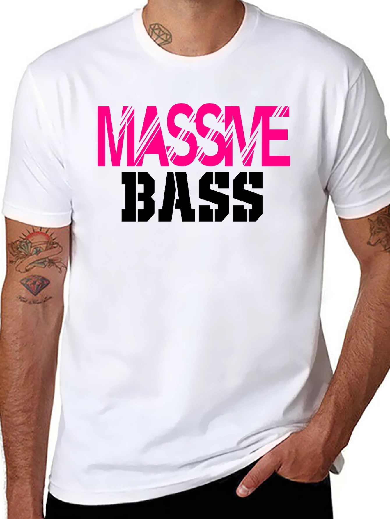 Black Massive Bass Graphic Tee - Black Cotton T-Shirt view 8