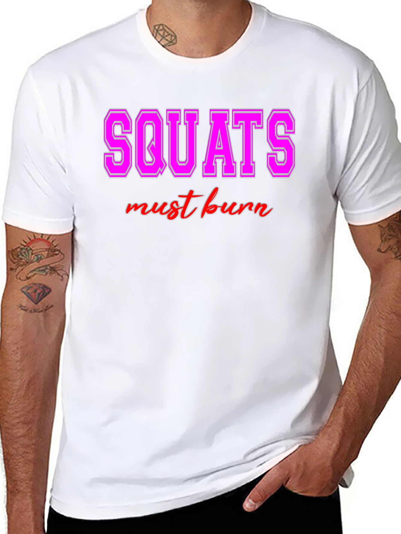 Black Squats Must Burn Graphic Tee - Workout Motivation view 8