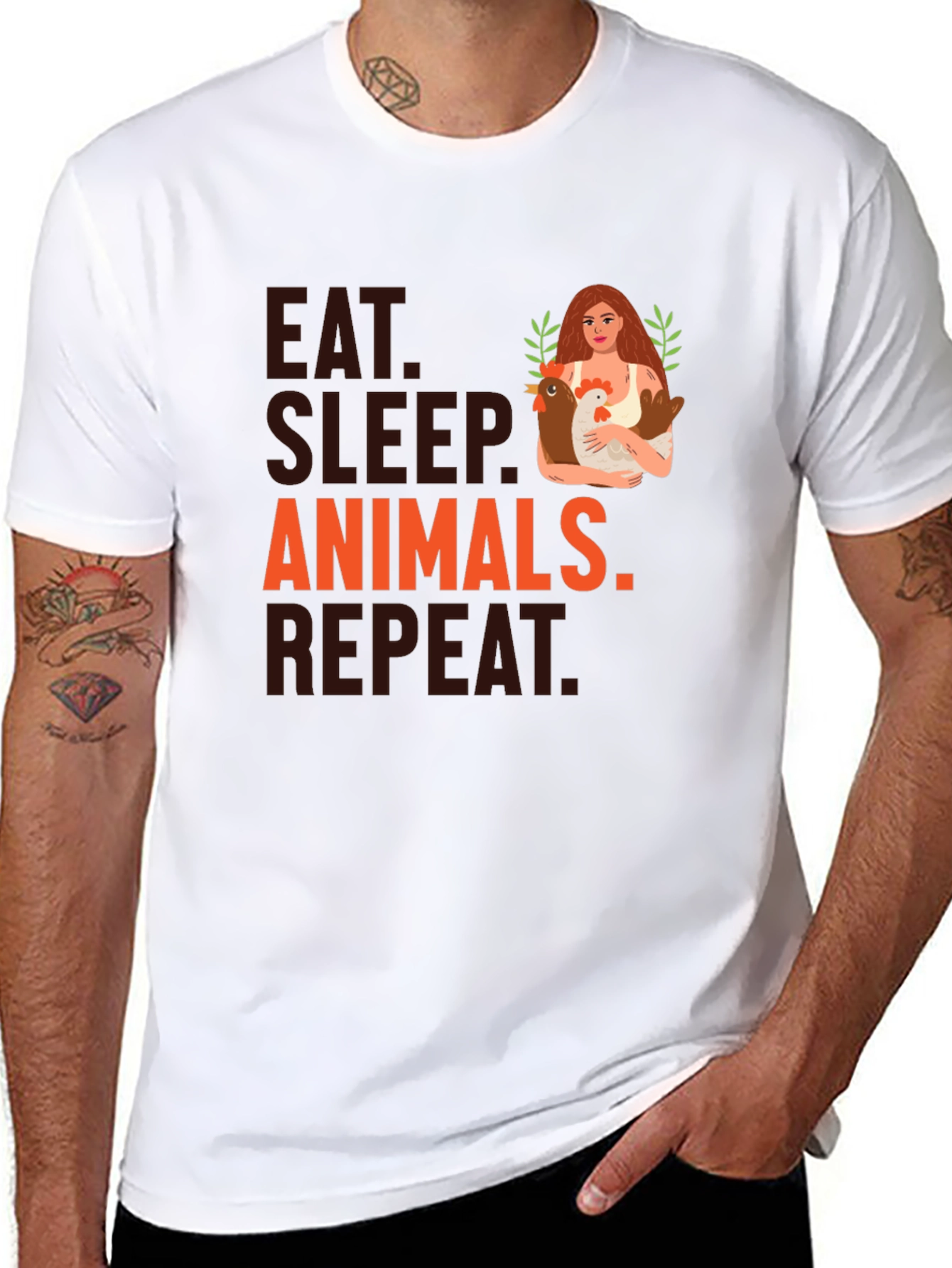 Black Eat Sleep Animals Repeat T-Shirt view 8