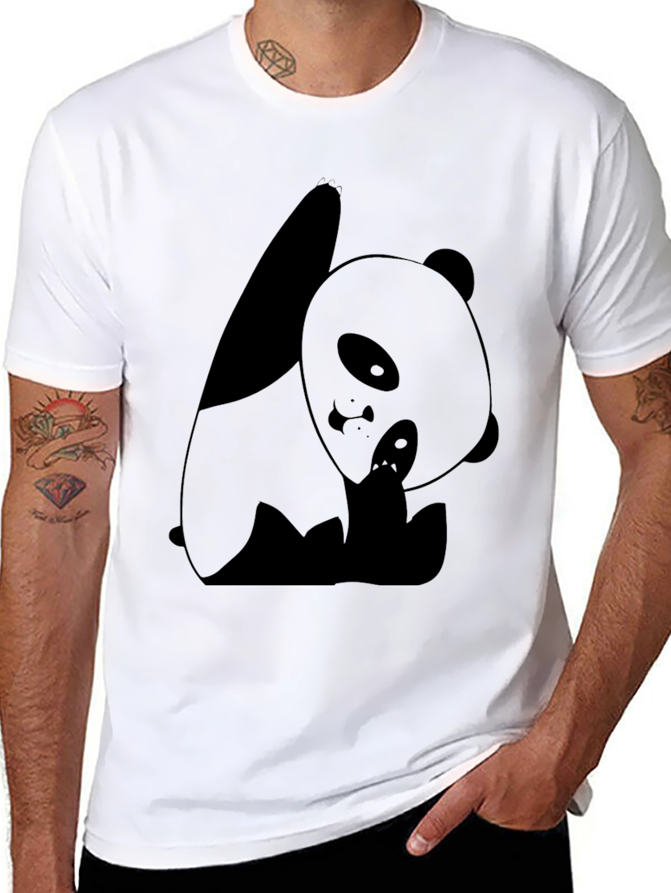 Black Black Panda Graphic Tee view 8