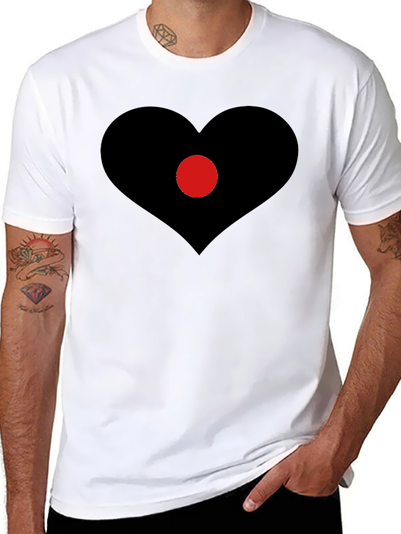 Black Heart Center T-Shirt - Black Graphic Tee view 8