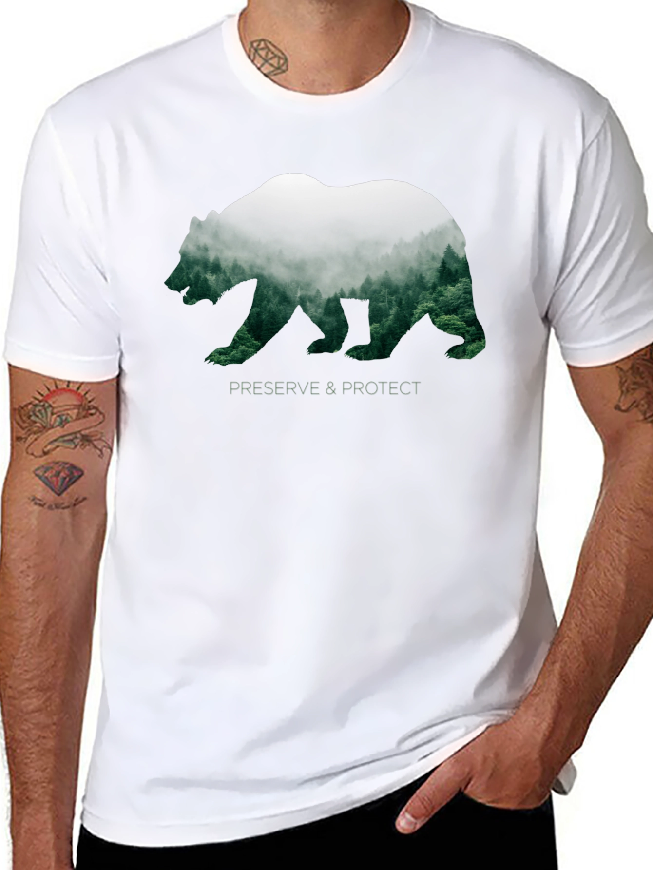 Black Preserve & Protect Bear Silhouette T-Shirt view 8
