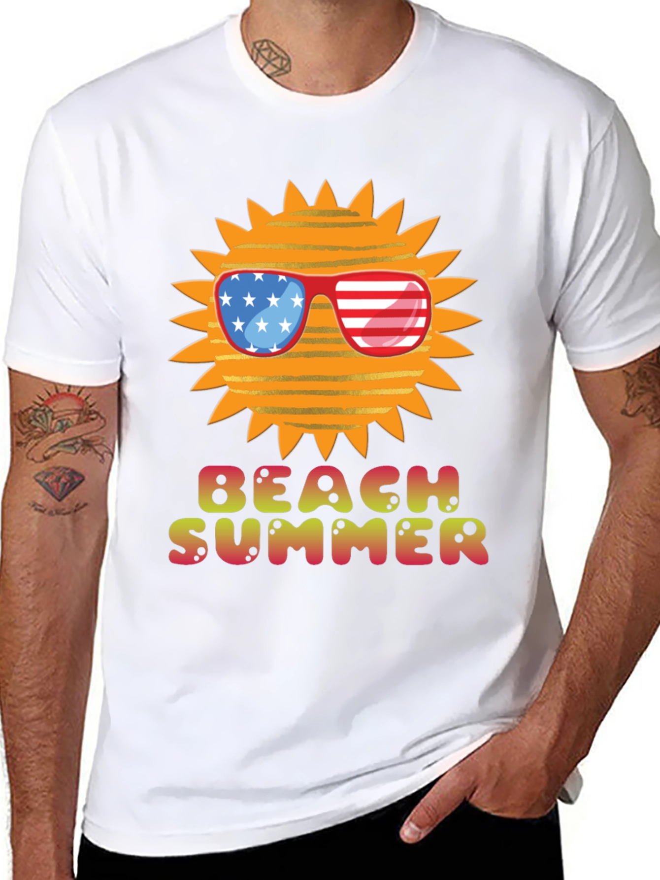 Black Beach Summer USA Sun Graphic Tee view 8