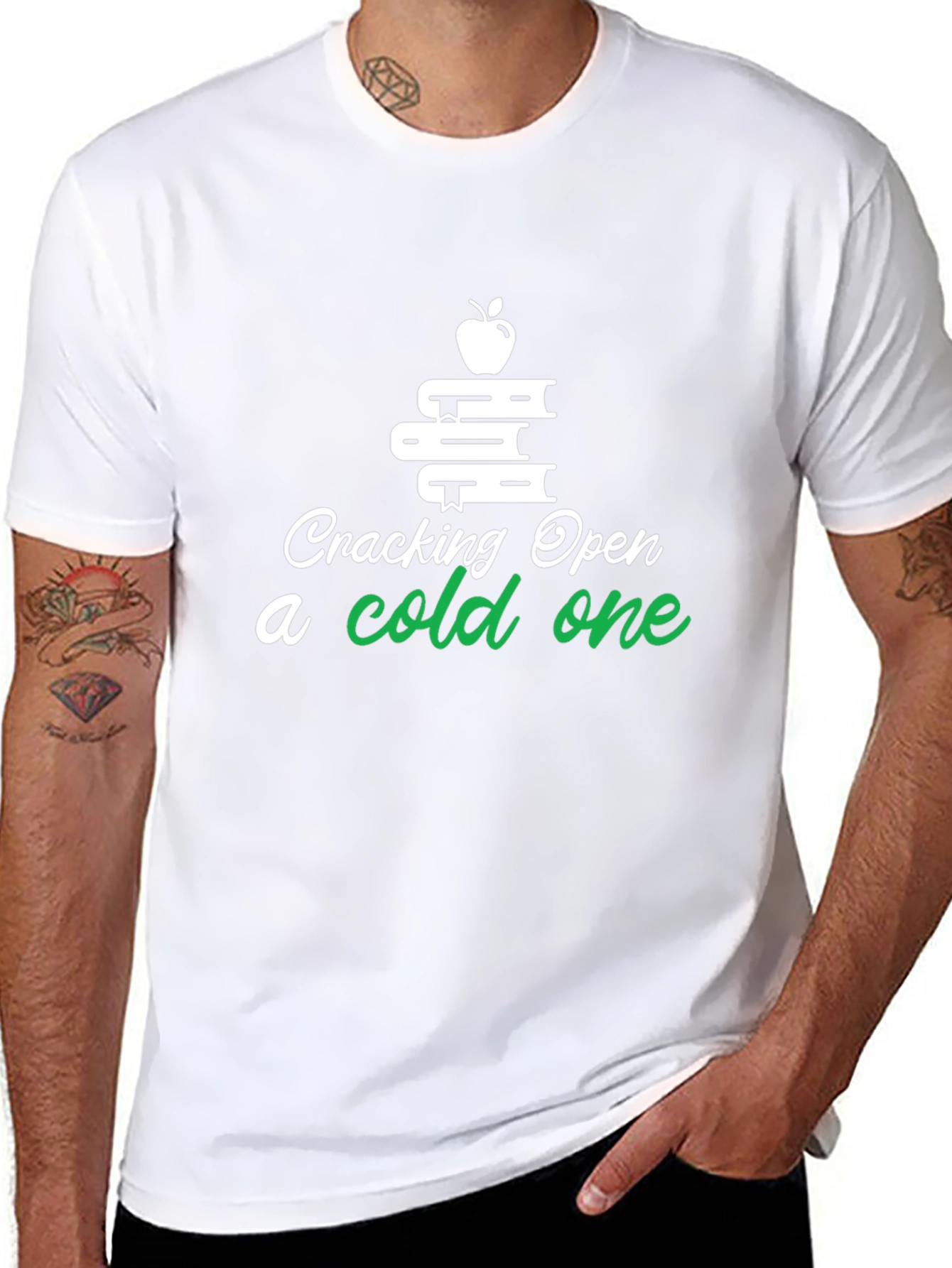 Black Cracking Open a Cold One Book Lover T-Shirt view 8