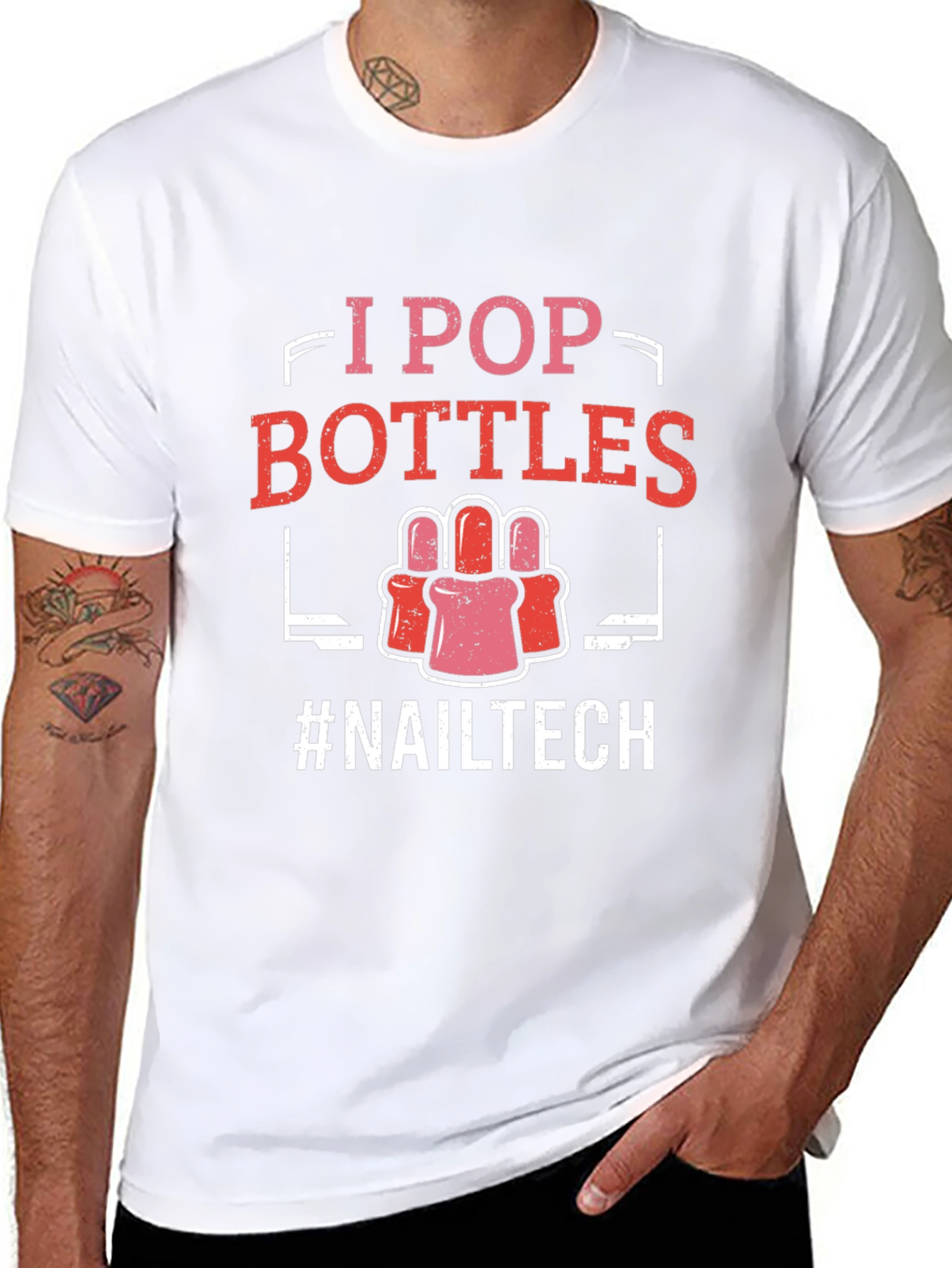 Black I Pop Bottles Nail Tech T-Shirt view 8