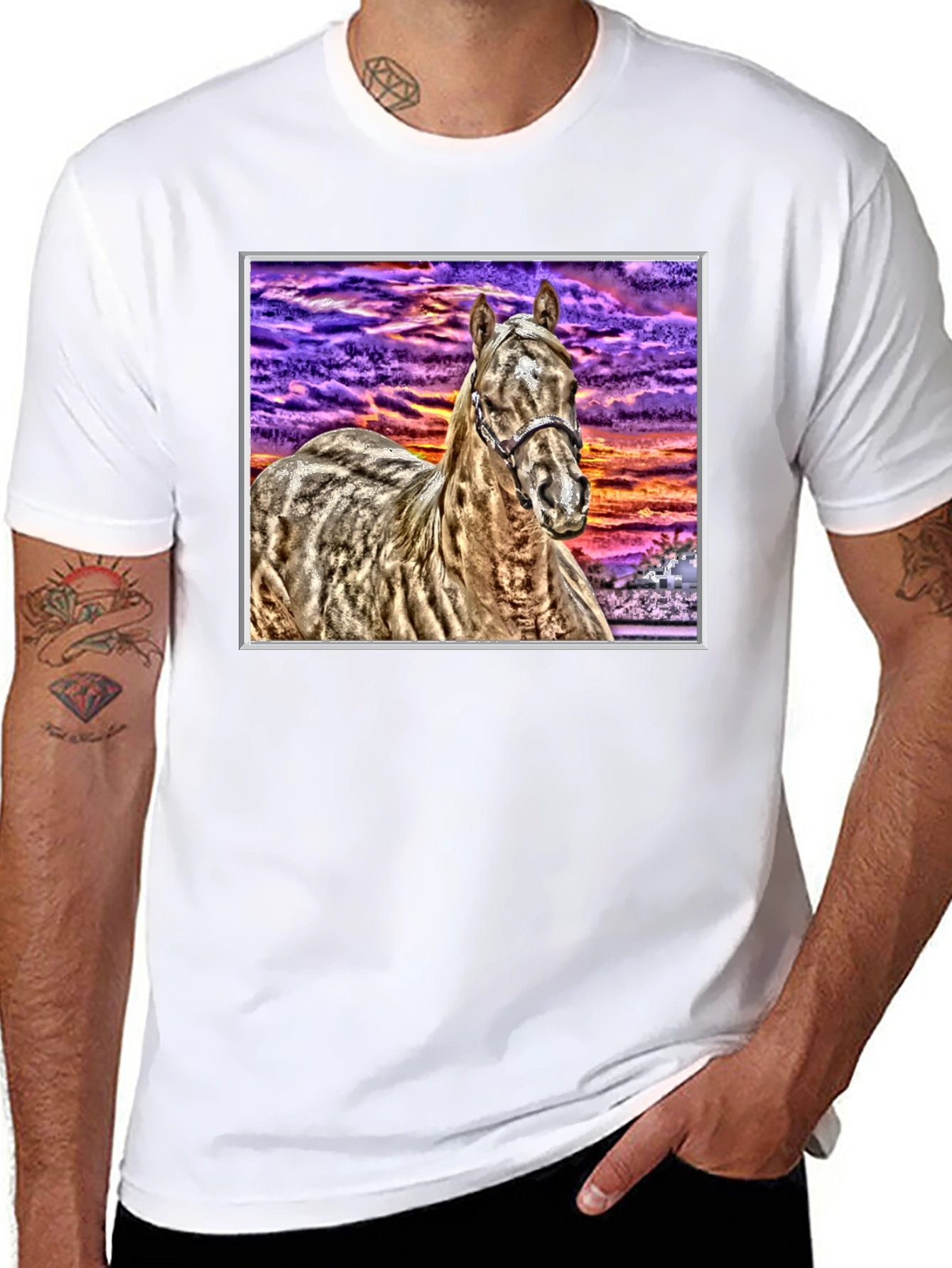 Black Horse Graphic Tee - Sunset Sky Black T-Shirt view 8
