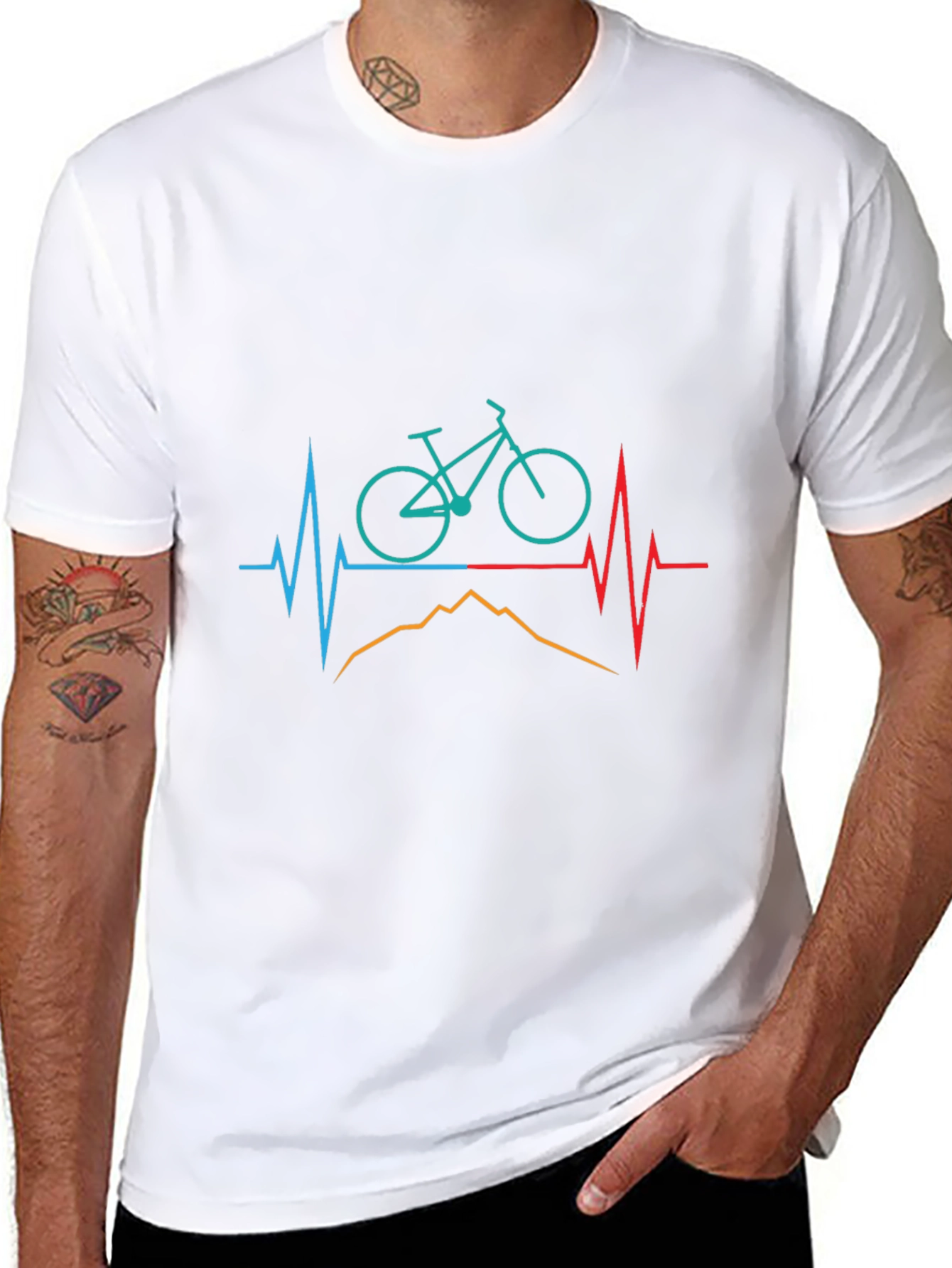 Black Mountain Bike Heartbeat Graphic Tee - Ride On! view 8