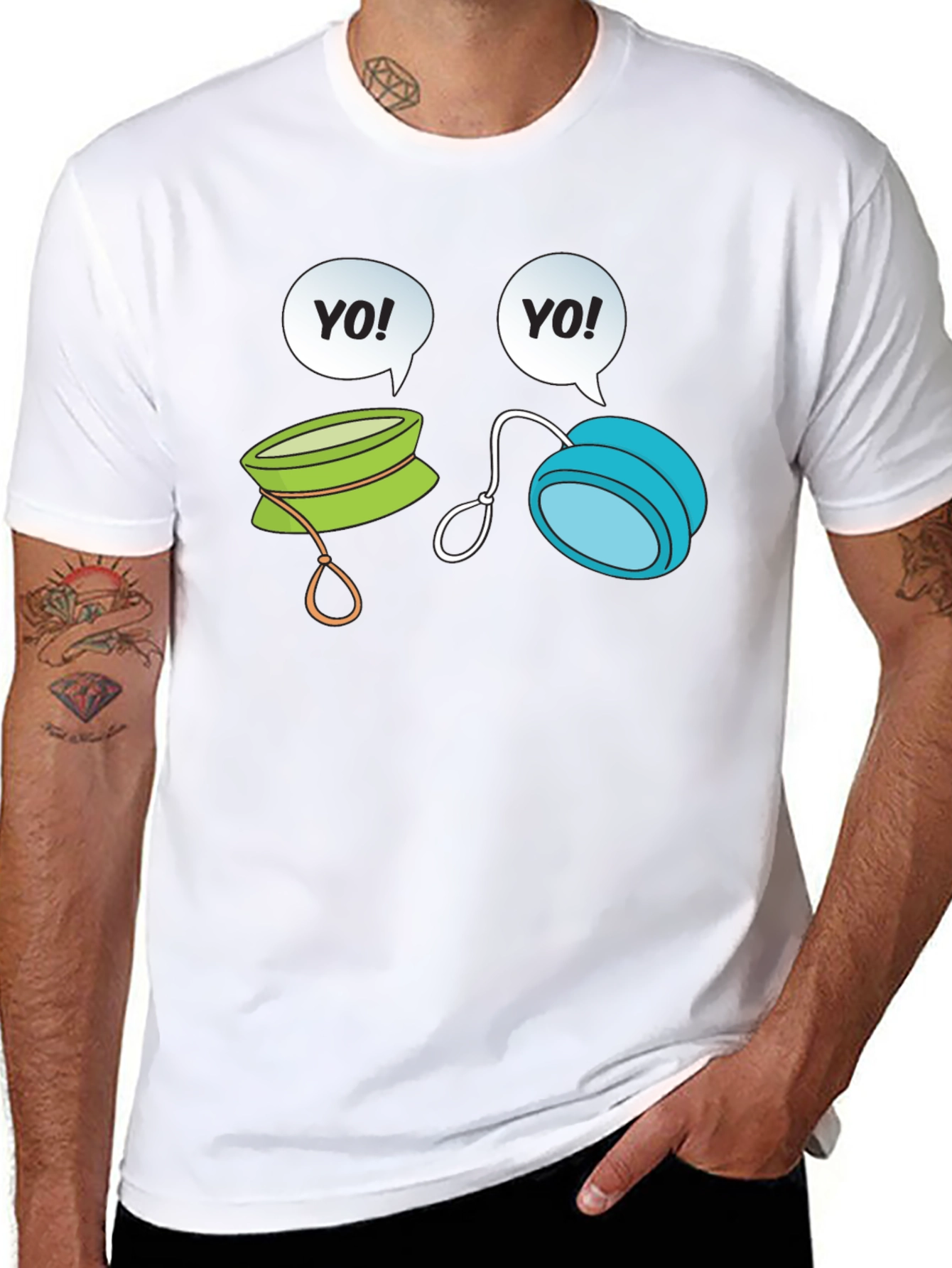 Black Yo-Yo Cartoon Graphic Black T-Shirt view 8