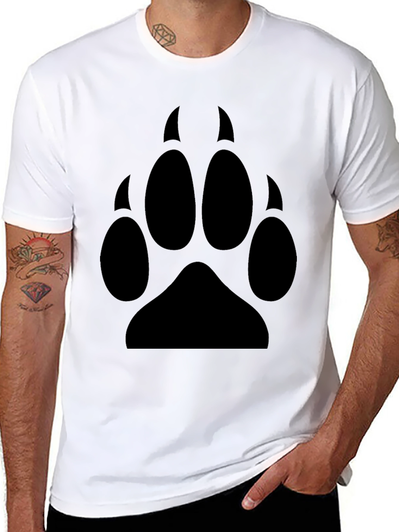 Black Black T-Shirt with Bear Paw Print view 8