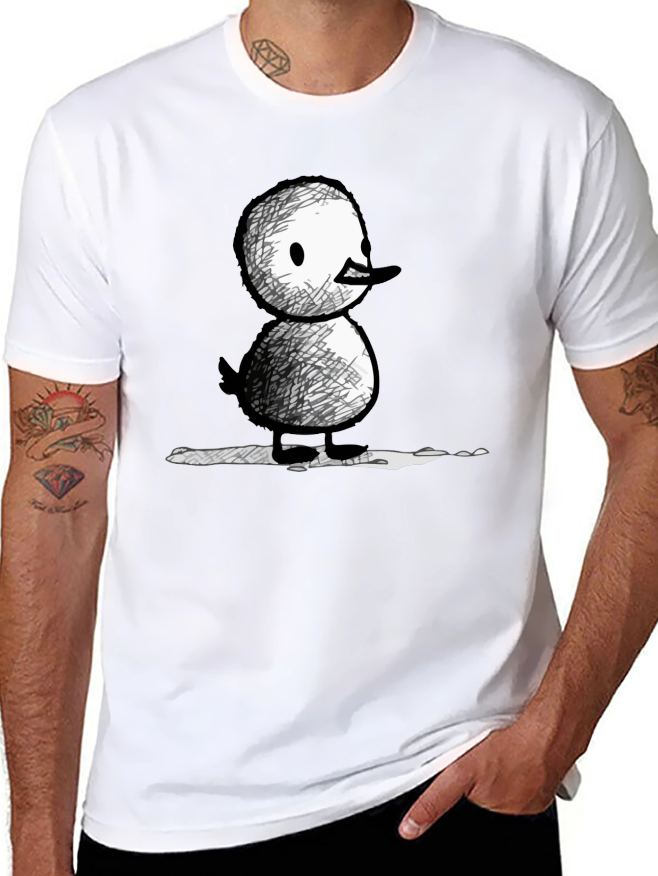 Black Quirky Duck Graphic Tee - Unisex Black T-Shirt view 8