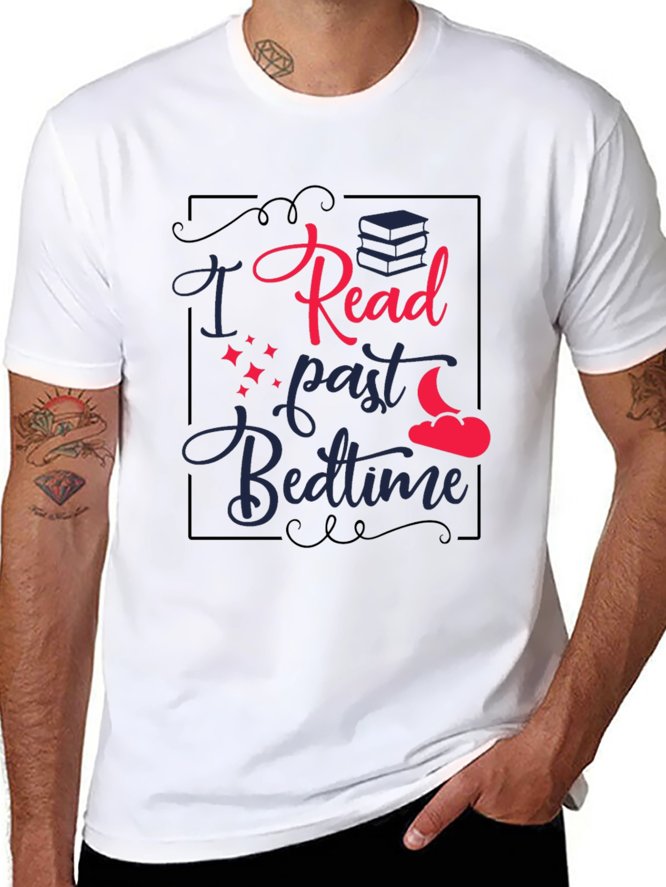 Black I Read Past Bedtime Graphic T-Shirt view 8