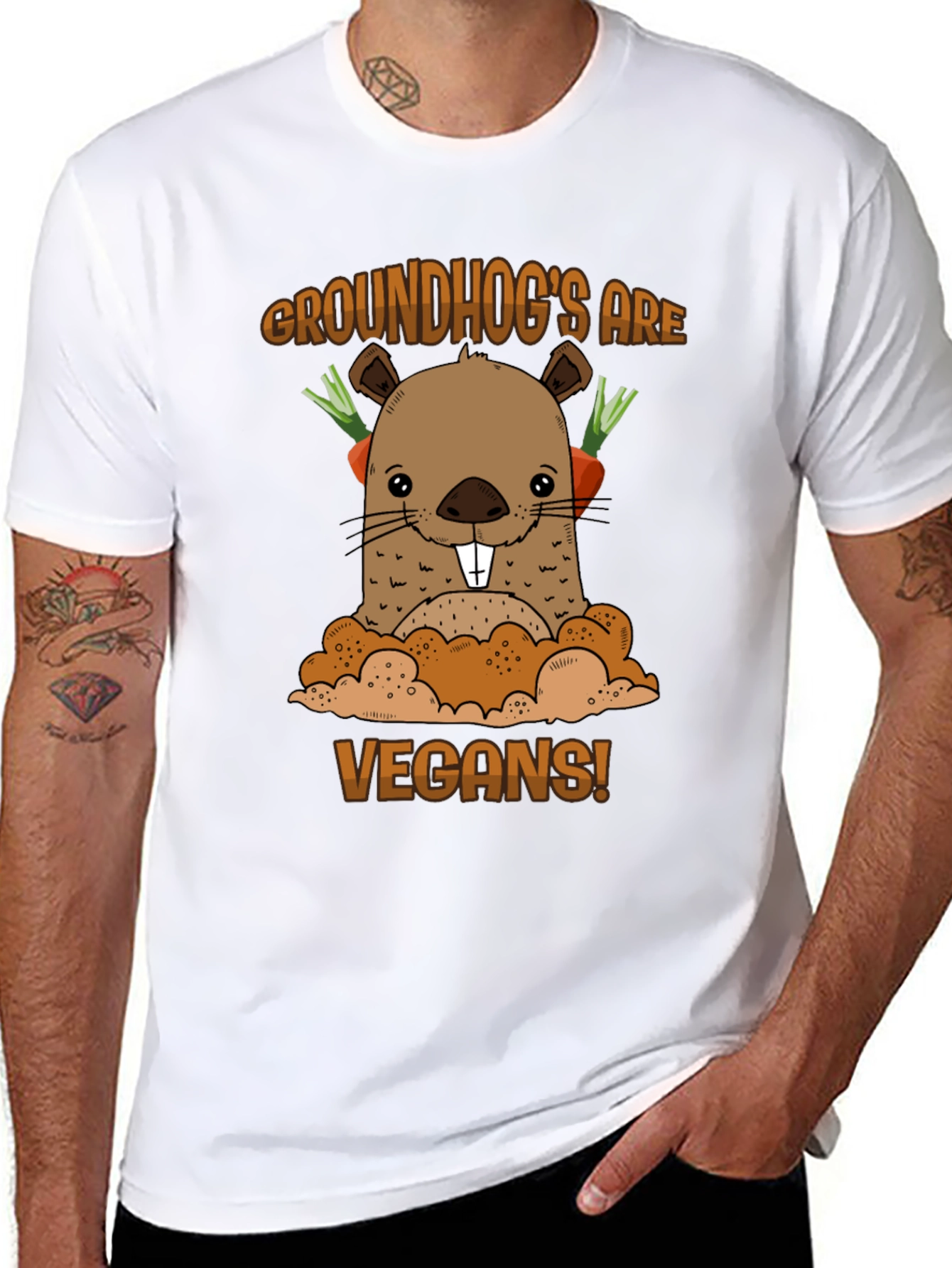 Black Groundhog Vegan T-Shirt - Cute Animal Tee view 8