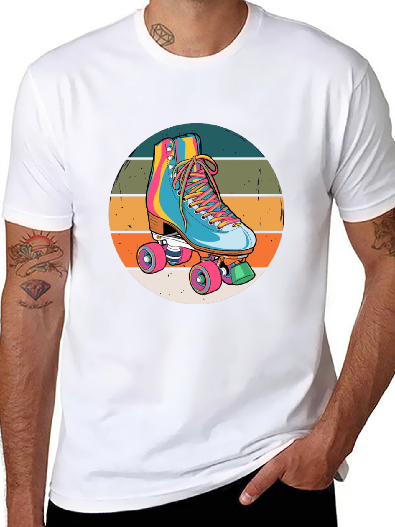 Black Retro Roller Skate Graphic Tee view 8