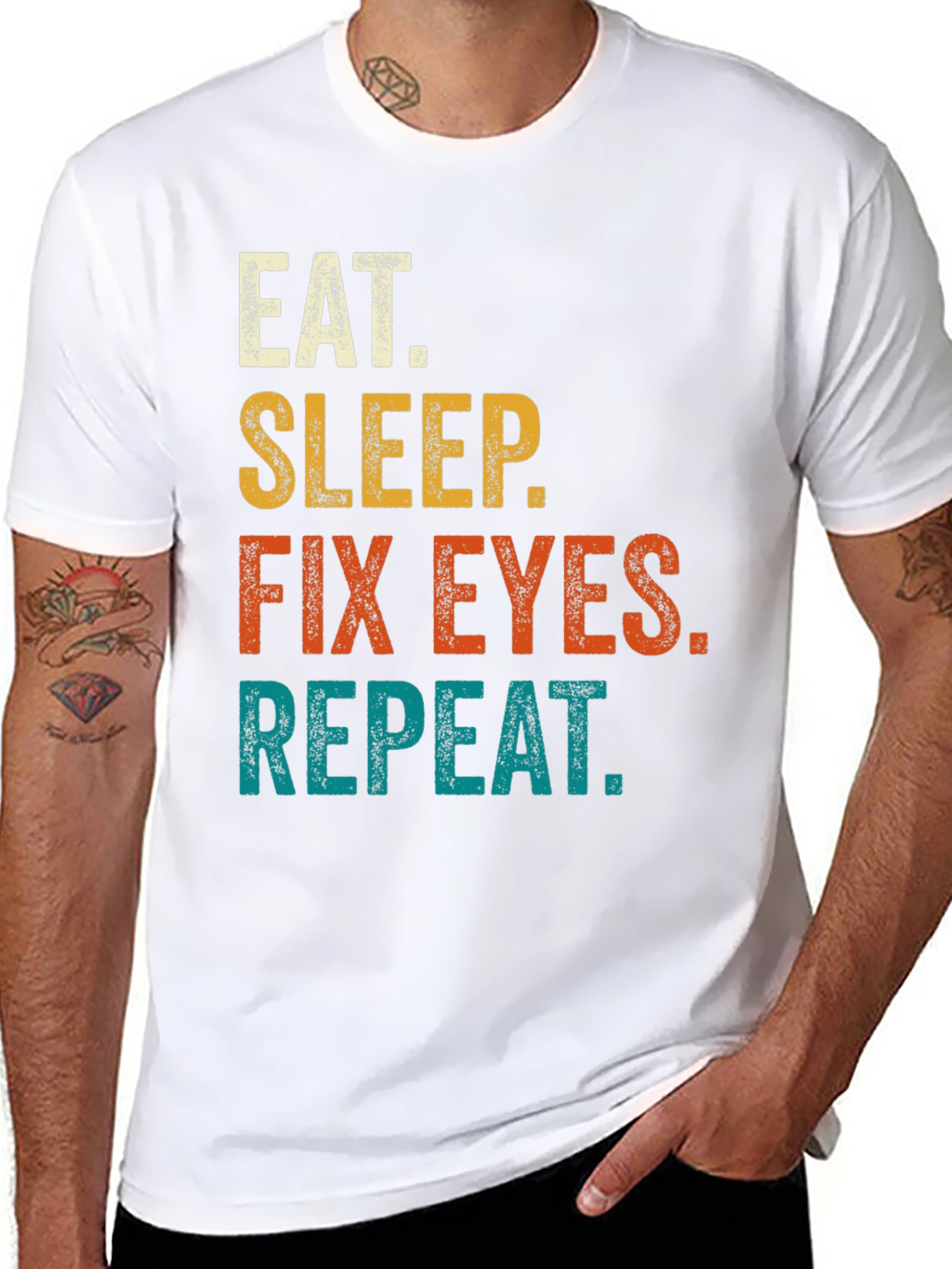 Black Eat Sleep Fix Eyes Repeat T-Shirt view 8