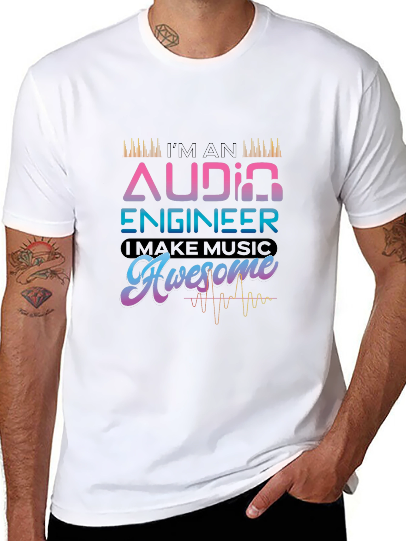Black Audio Engineer T-Shirt - I Make Music Awesome Tee view 8