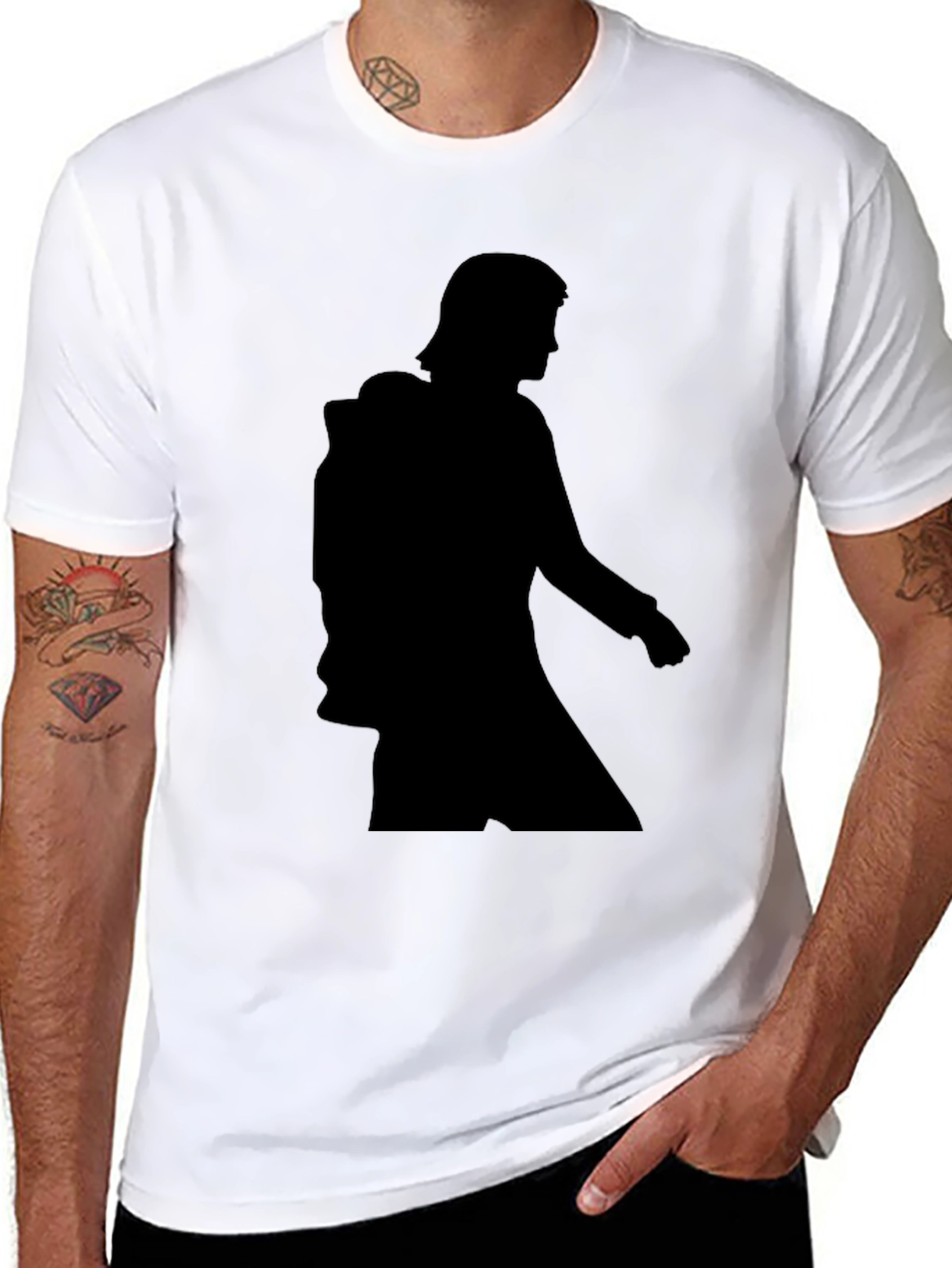 Black Silhouette Graphic Tee - Black Casual Comfort view 8