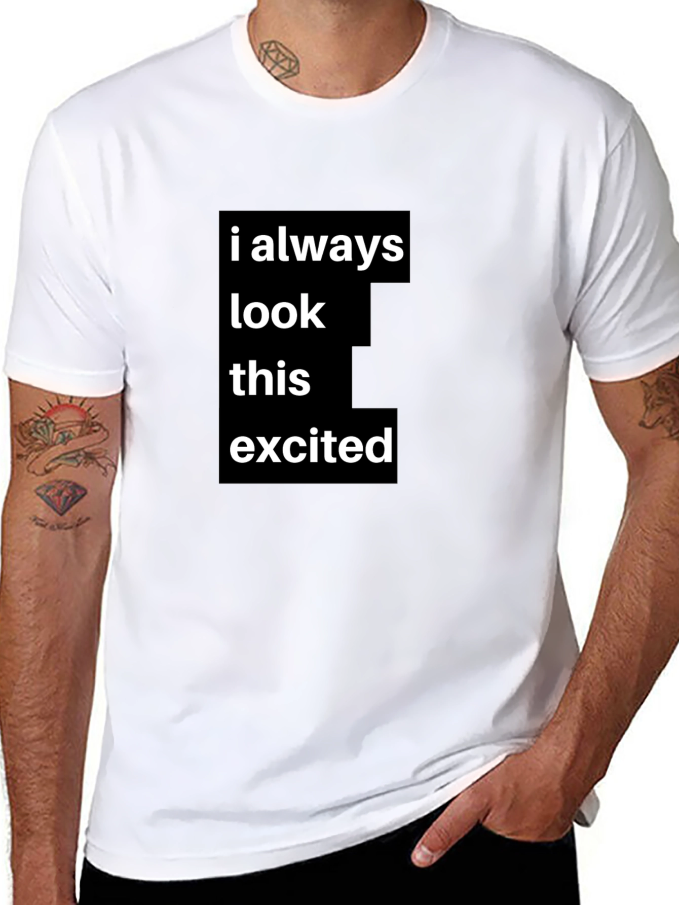 Black Always Excited Graphic Tee - Black Casual Shirt view 8