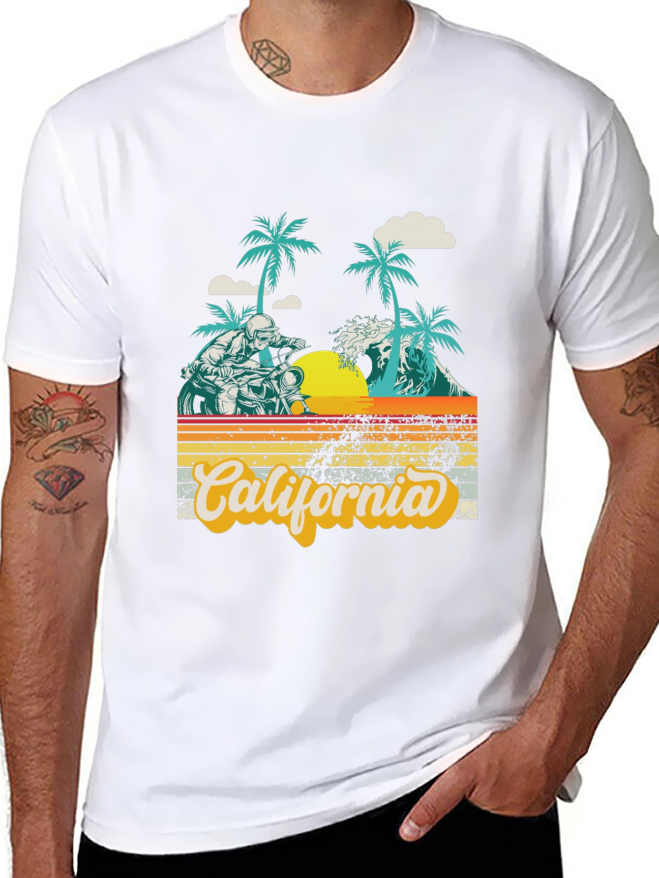 Black California Beach Motorcycle Graphic Tee view 8