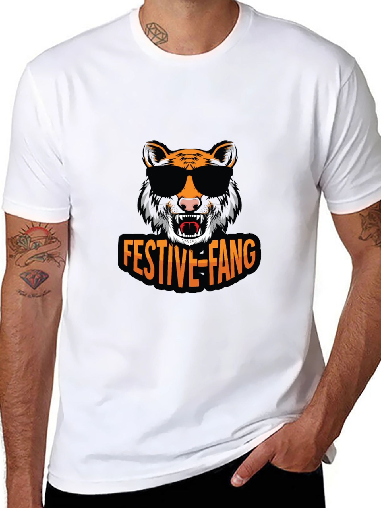 Black Festive Fang Tiger Graphic Tee view 8
