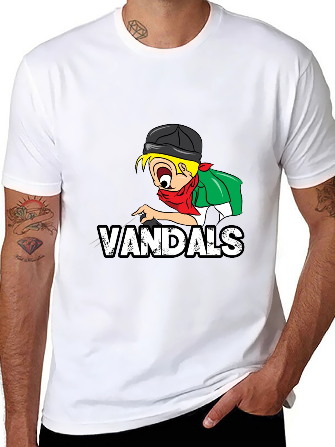 Black Vandals Cartoon Graphic Black T-Shirt view 8