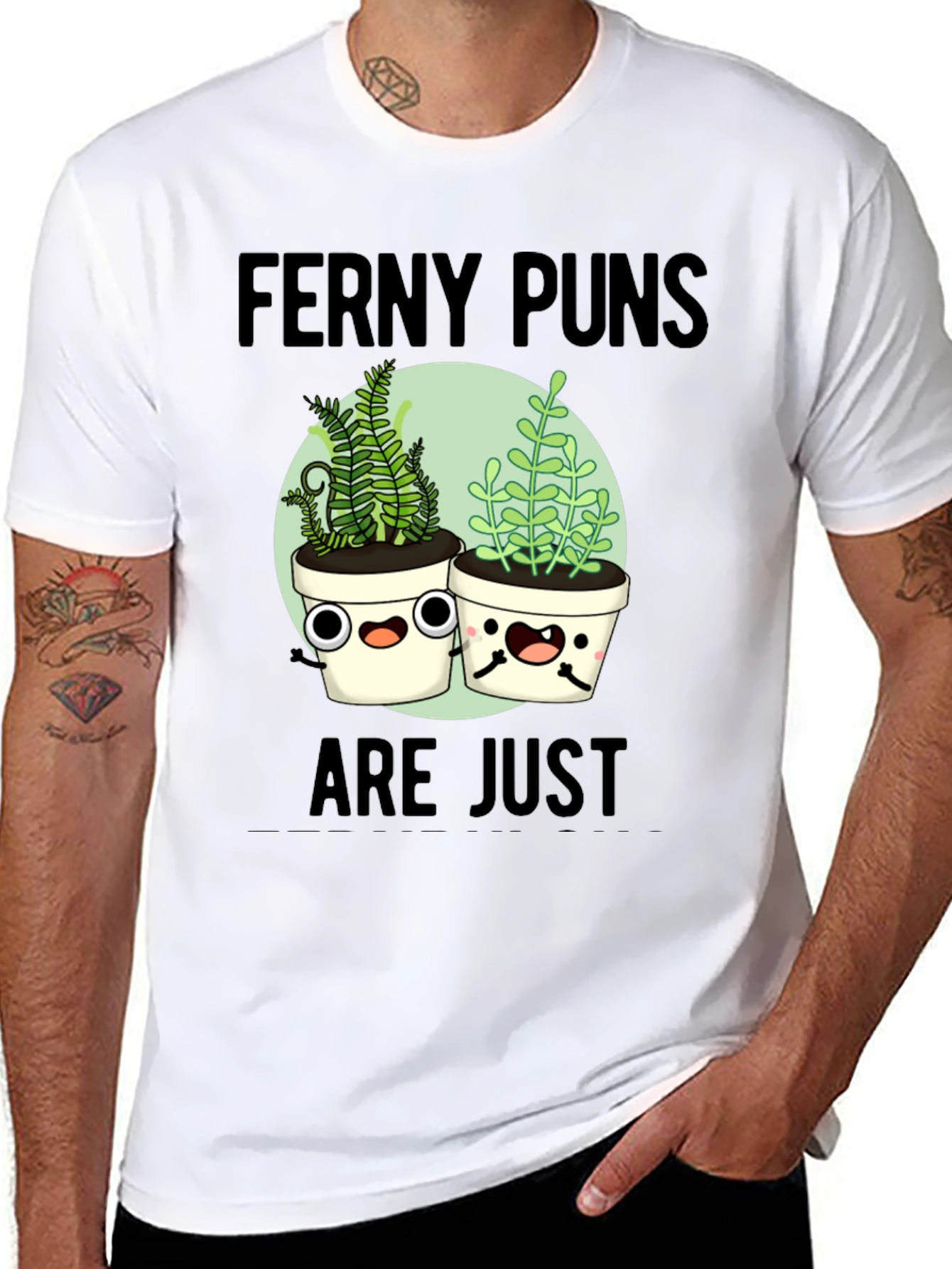 Black Ferny Puns T-Shirt - Funny Plant Humor Tee view 8