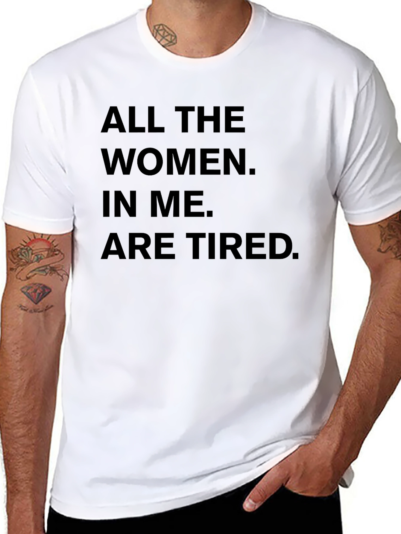 Black All The Women In Me Are Tired T-Shirt view 8