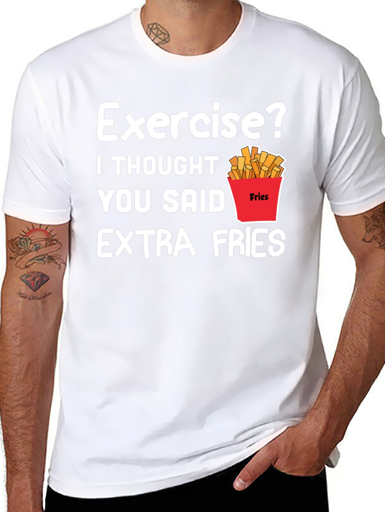 Black Extra Fries T-Shirt - Funny Foodie Tee view 8