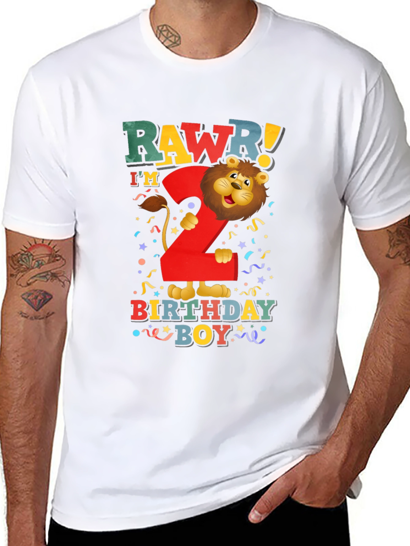 Black Rawr! I'm 2 Birthday Boy T-Shirt view 8