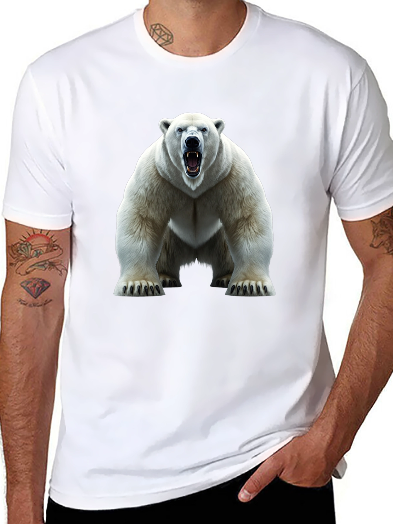 Black Polar Bear Graphic Tee - Fierce Animal Print view 8