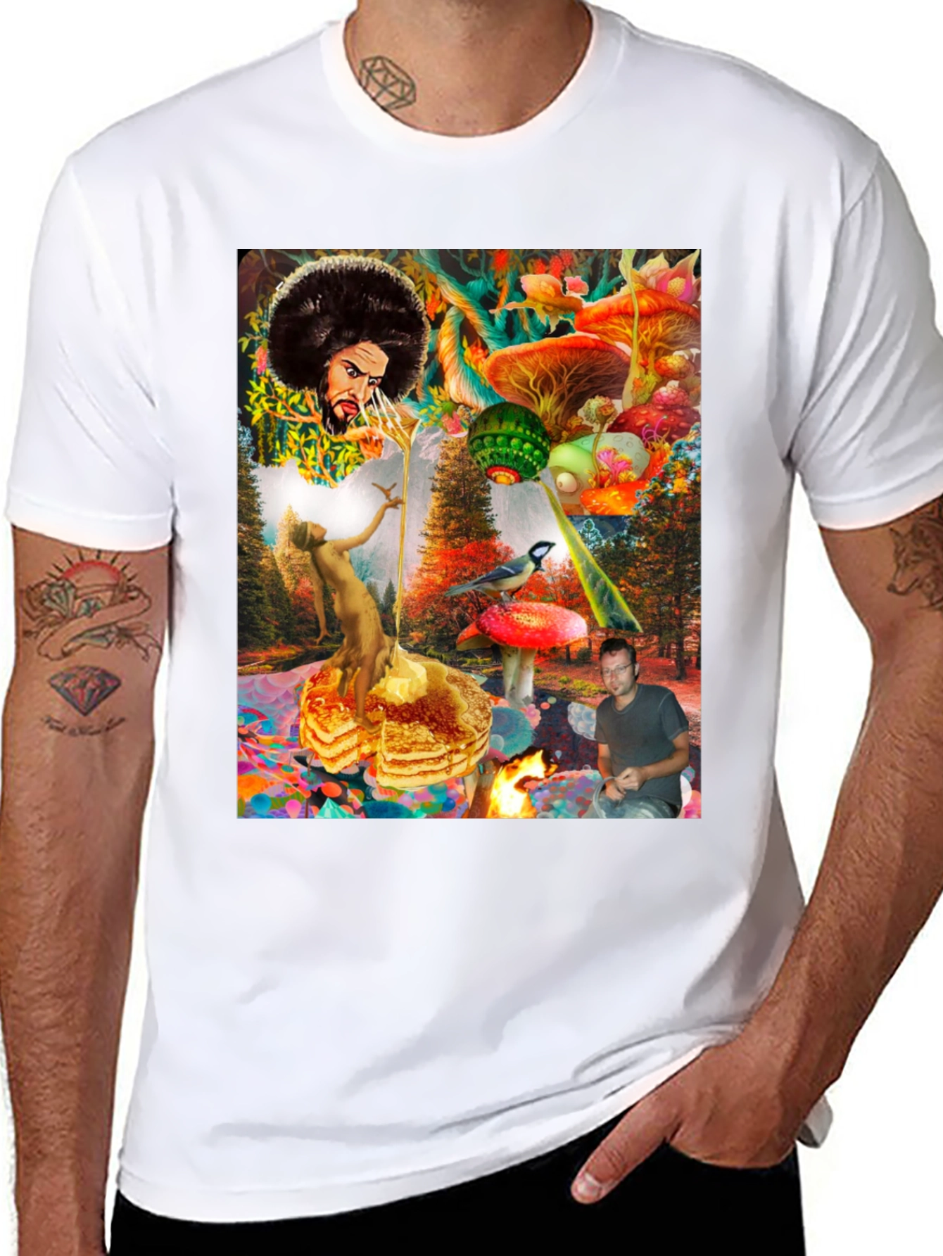 Black Psychedelic Fantasy Graphic Print T-Shirt view 8