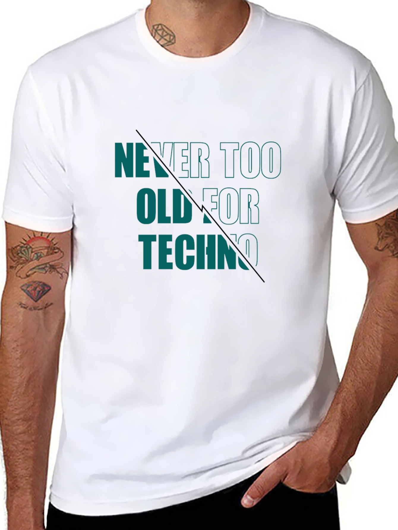 Black Never Too Old For Techno T-Shirt view 8