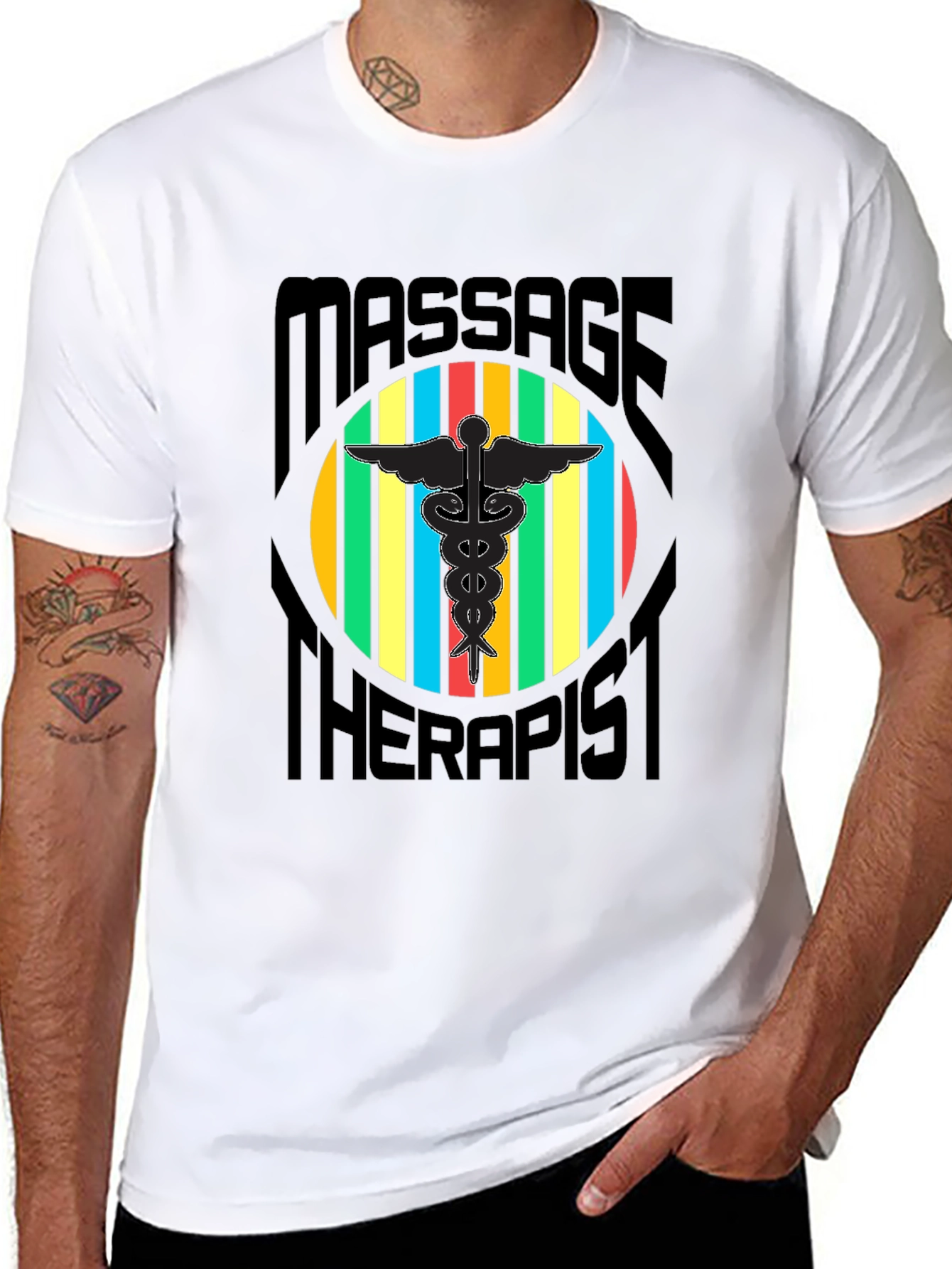 Black Massage Therapist Graphic T-Shirt view 8