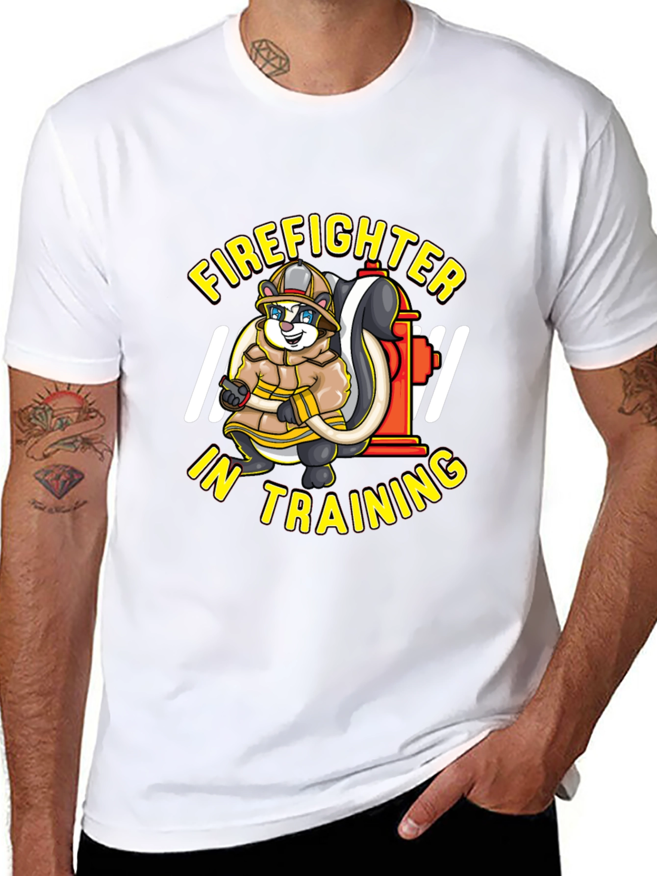 Black Firefighter In Training Skunk T-Shirt view 8