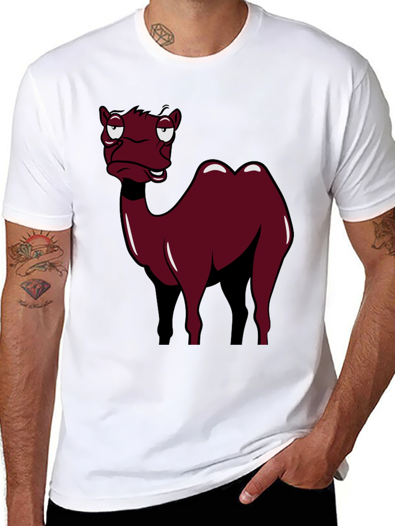 Black Camel Cartoon Graphic T-Shirt view 8