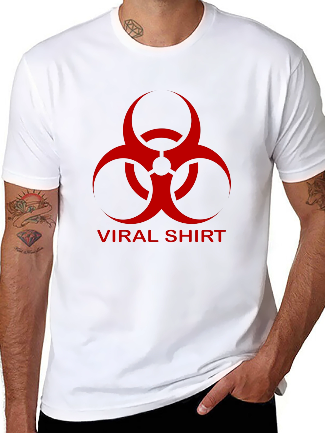 Black Viral Shirt Graphic Tee - Biohazard Design view 8
