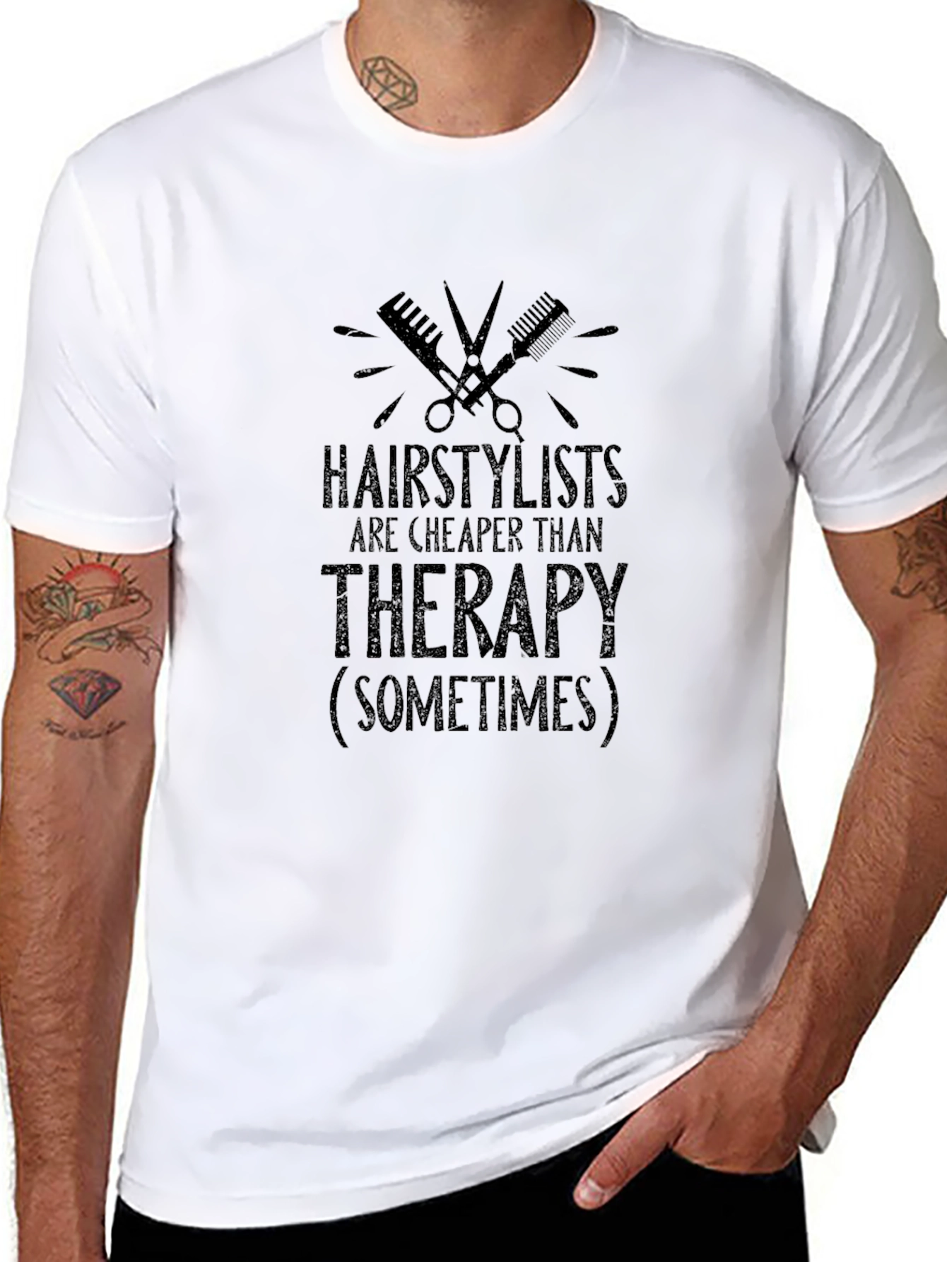 Black Hairstylist Therapy Graphic Tee view 8