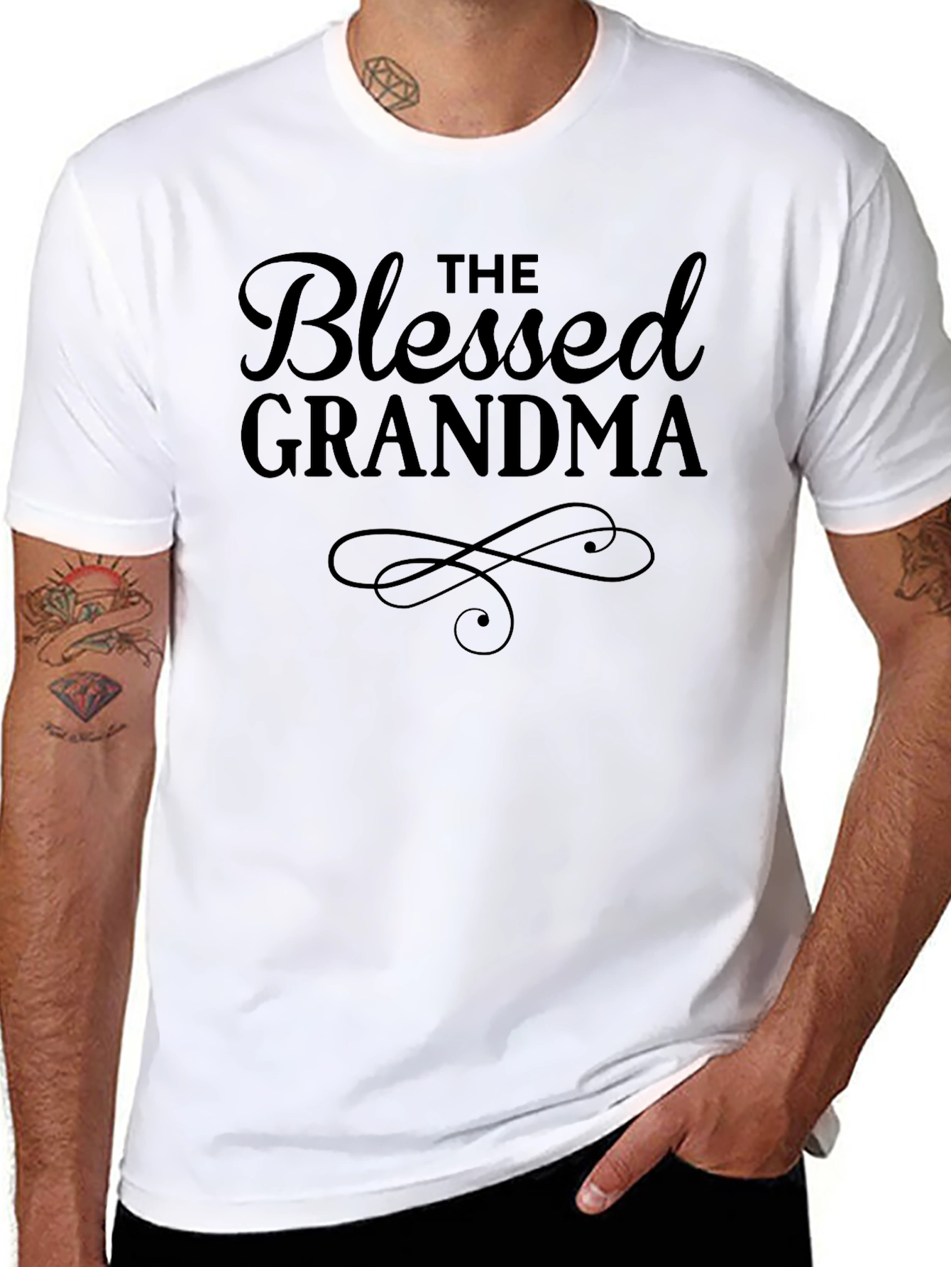 Black Blessed Grandma T-Shirt - Cute Family Tee view 8