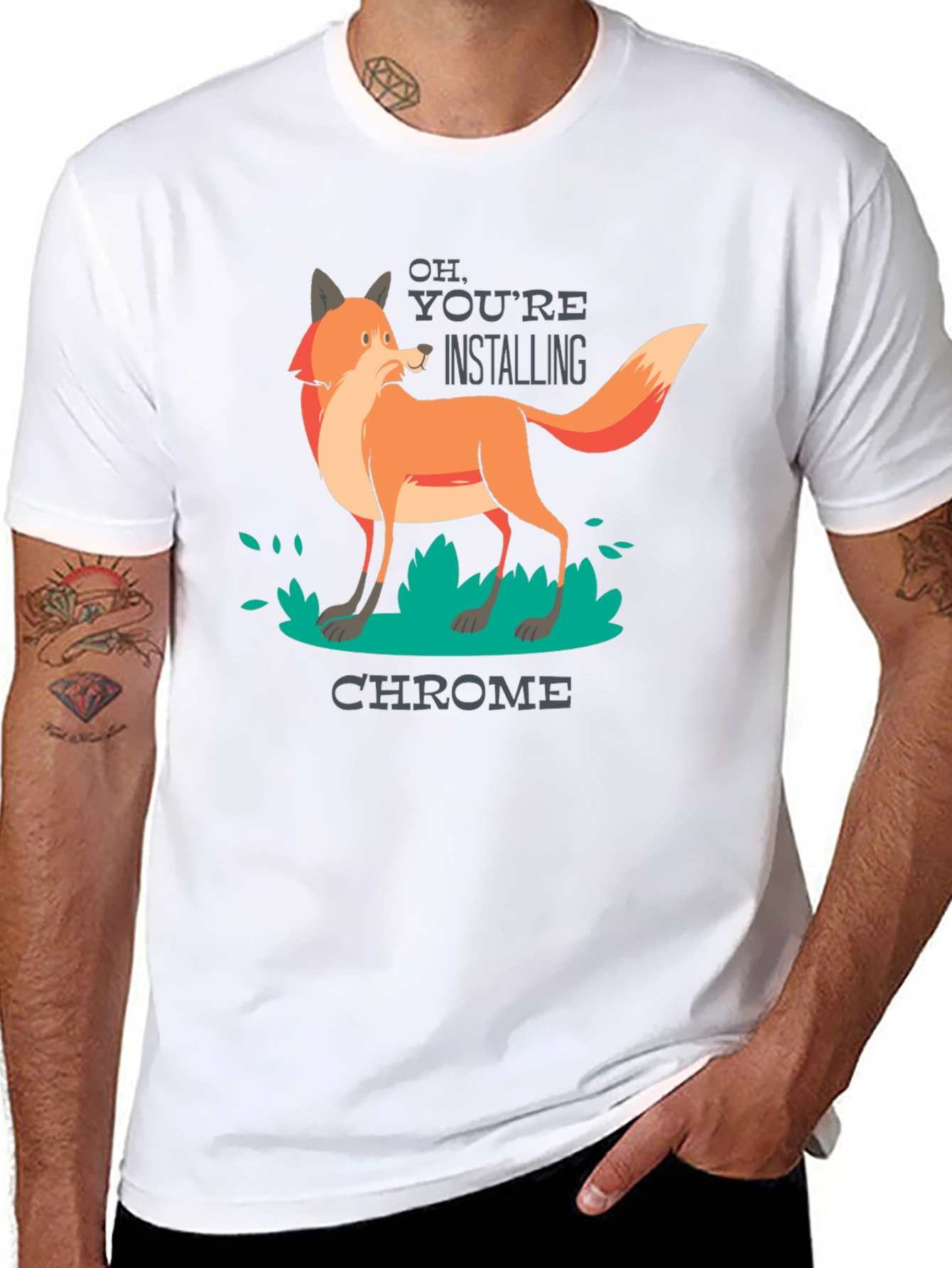 Black Firefox vs Chrome T-Shirt - Funny Geek Tee view 8