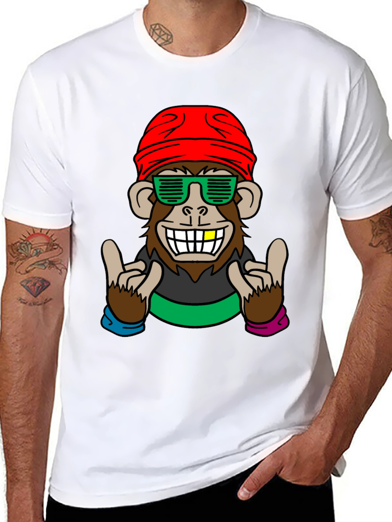 Black Cool Monkey Graphic Tee - Fun Novelty Shirt view 8