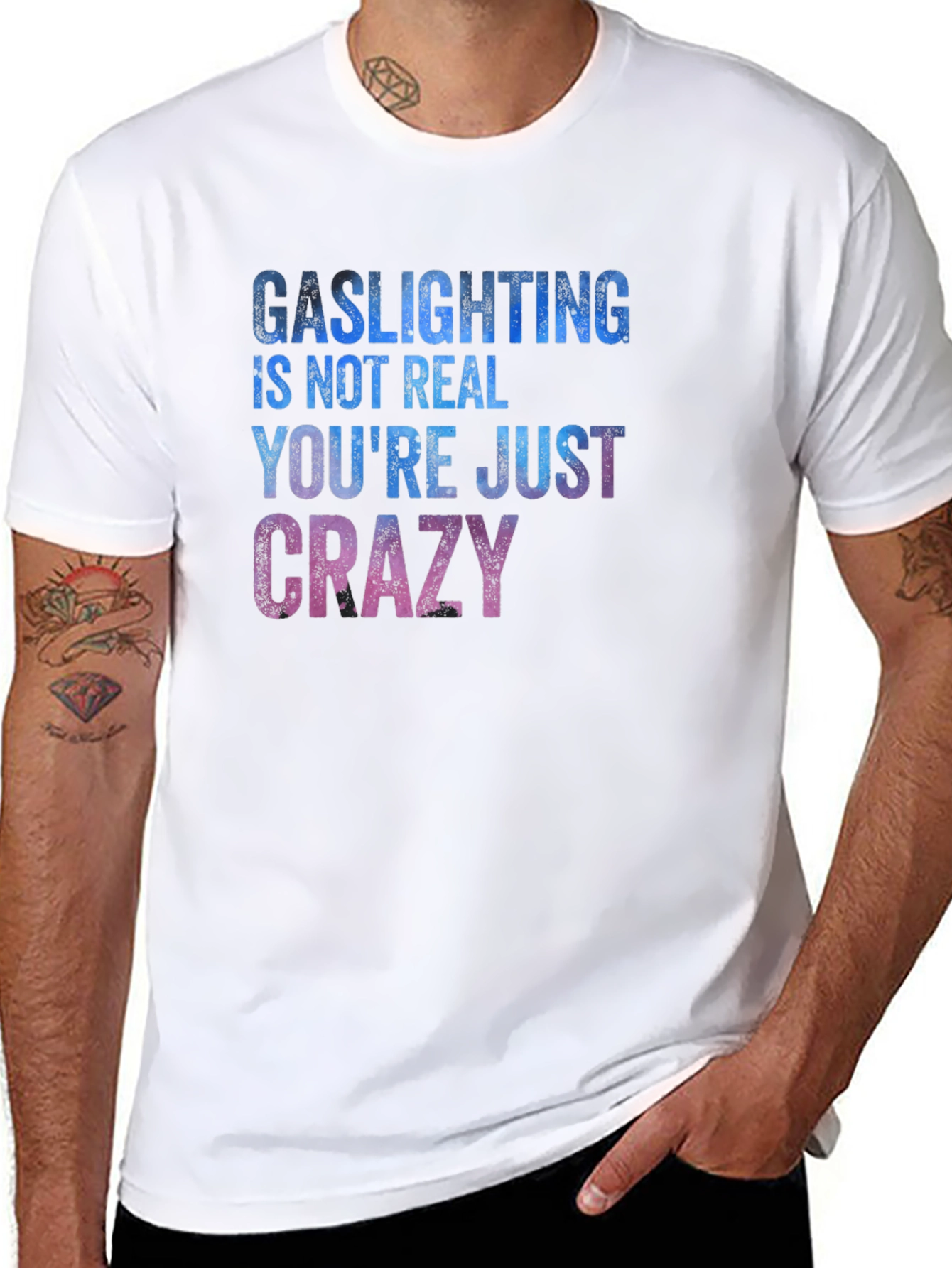 Black Gaslighting Humor Graphic T-Shirt view 8