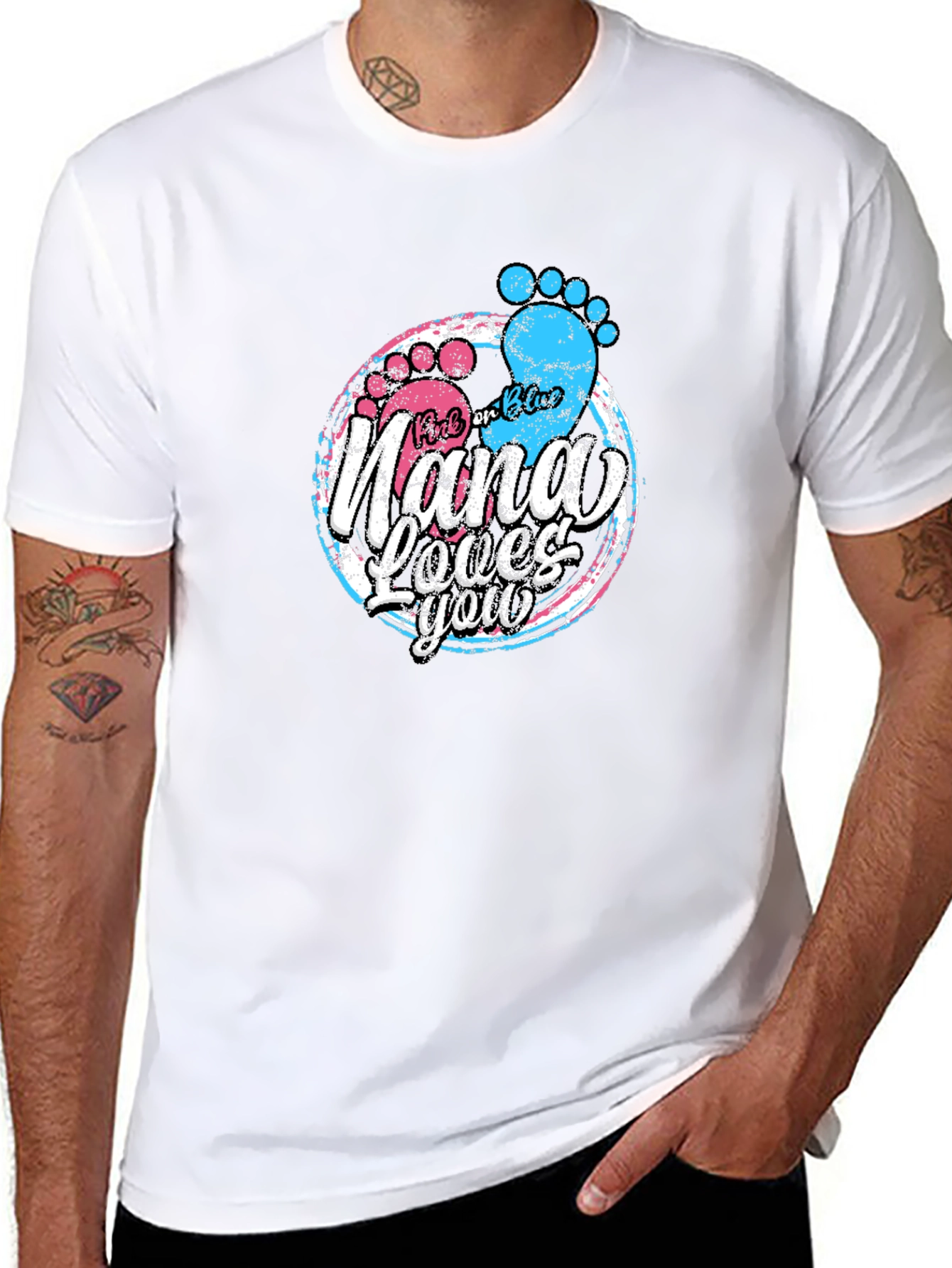 Black Pink or Blue Nana Loves You T-Shirt - Gender Reveal Tee view 8