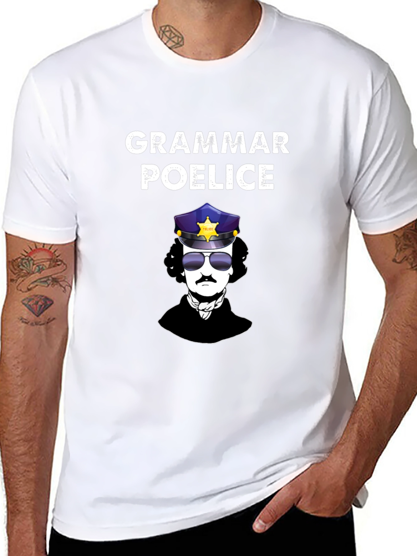 Black Grammar Poe-lice T-Shirt | Edgar Allan Poe view 8