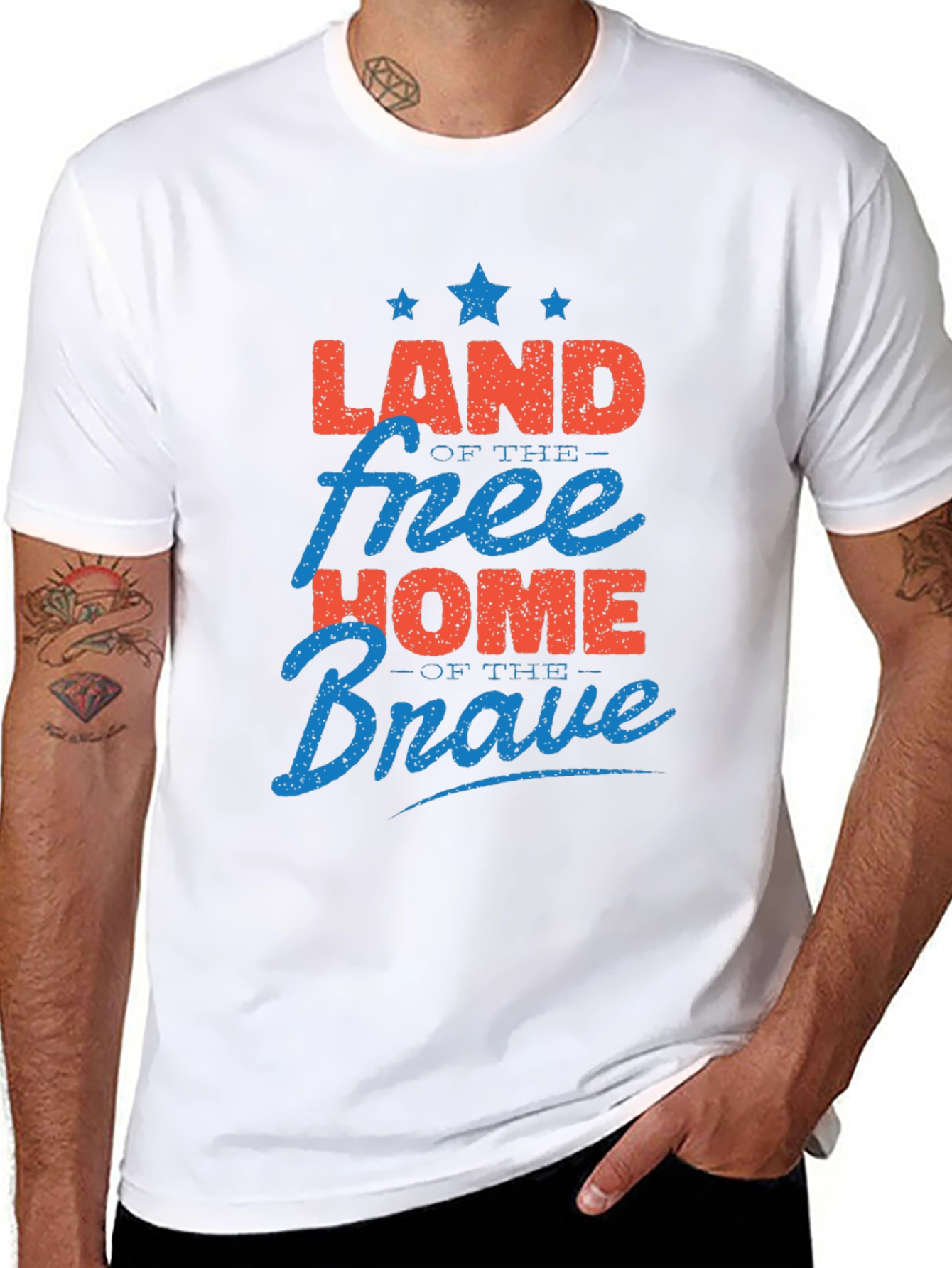 Black Patriotic Land of Free Home of Brave Graphic T-Shirt view 8