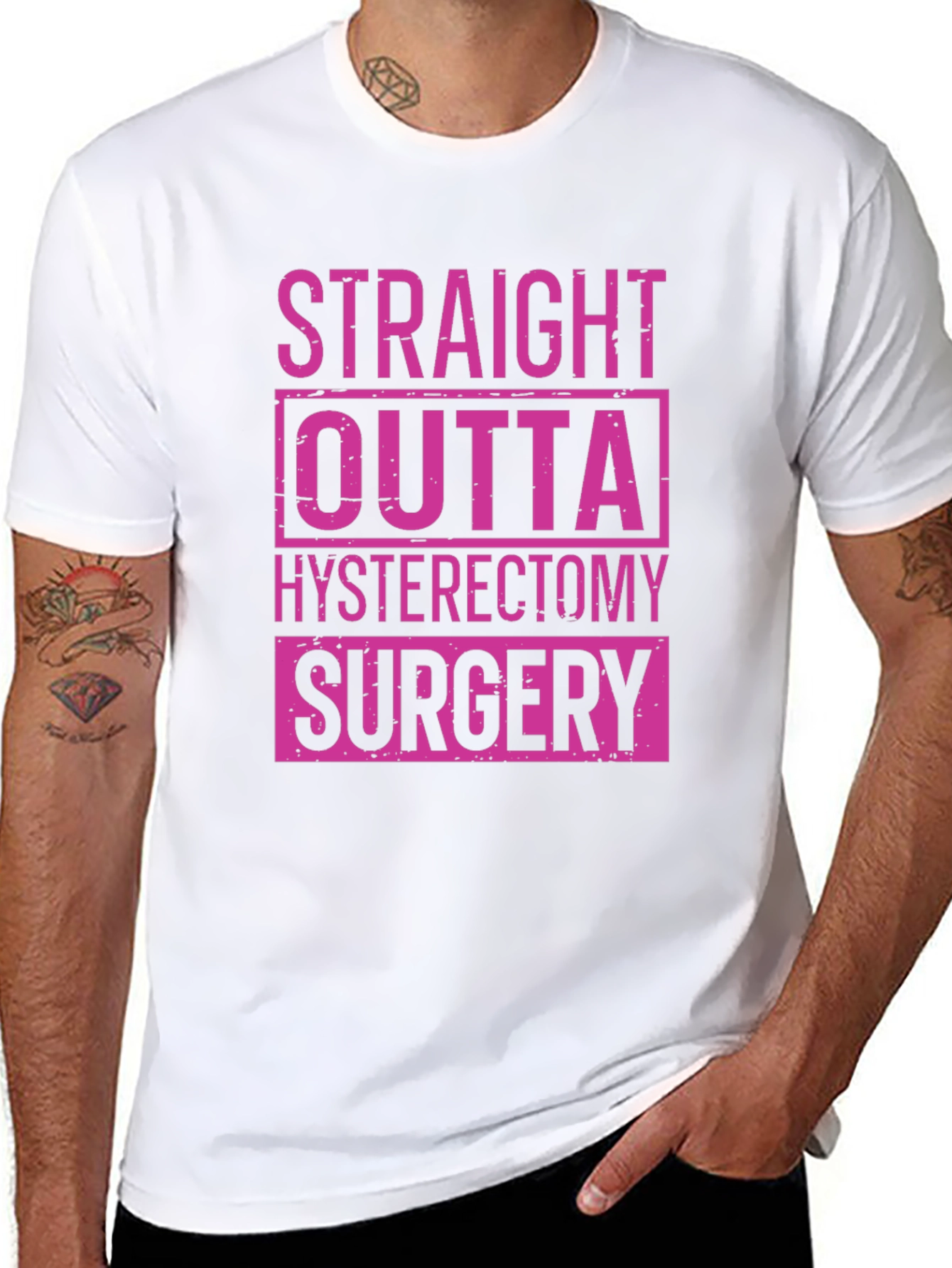Black Straight Outta Hysterectomy Surgery T-Shirt view 8